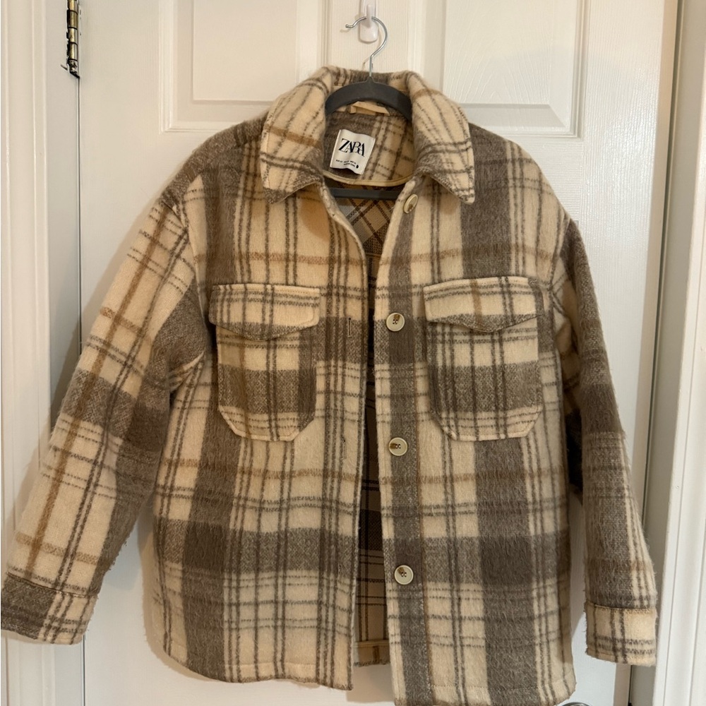 Zara Plaid Jacket - Brown and Cream